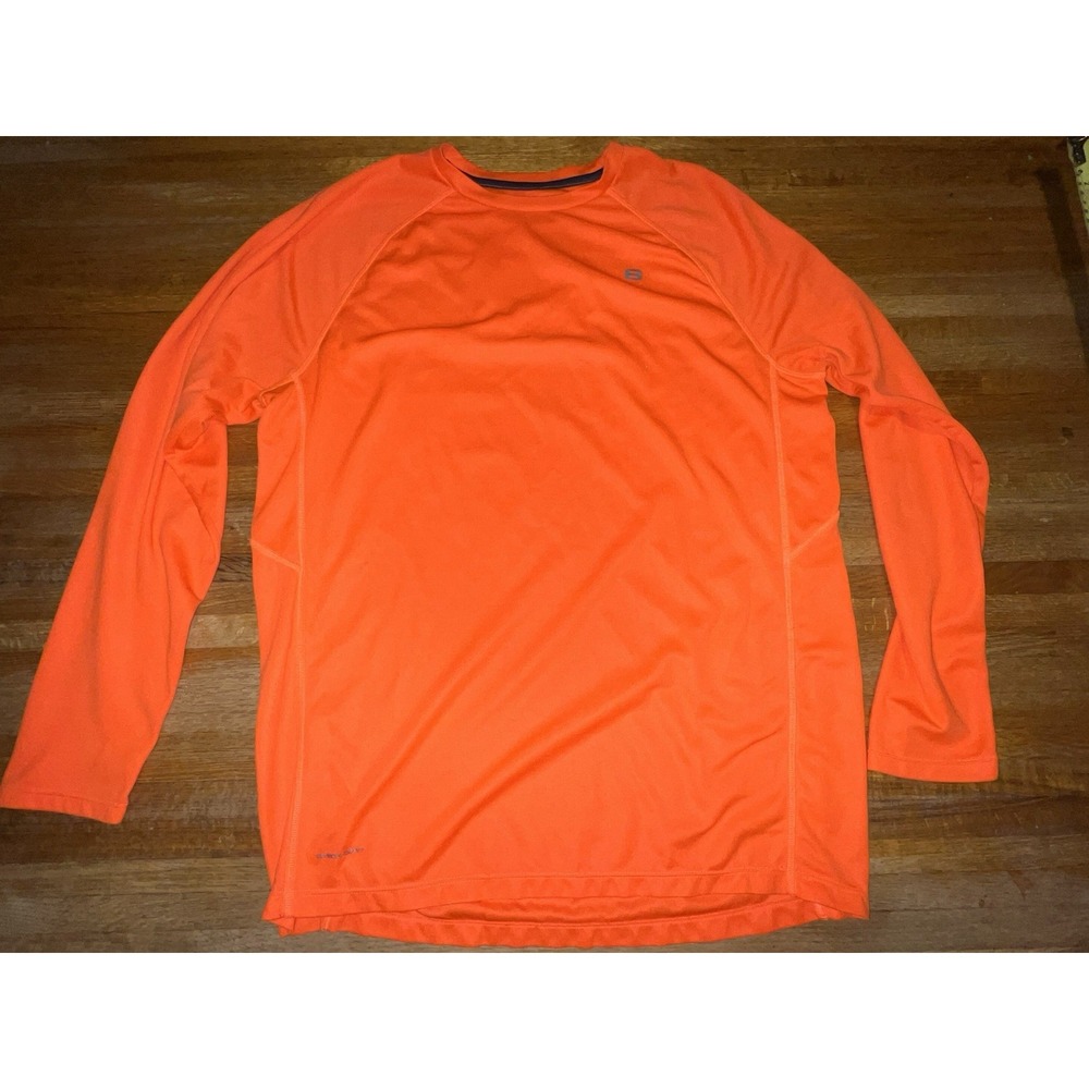 Layer 8 Performance Men Large Neon Orange Qwick Dry Long Sleeve Creck Neck Shirt